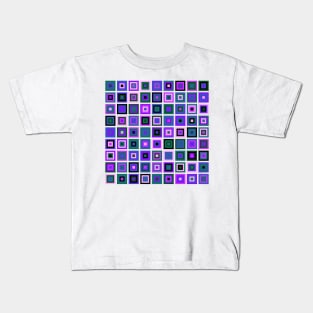 Abstract Square Geometric | Pop Fashion Modern Fusion Layered Blue Green Pink Kids T-Shirt